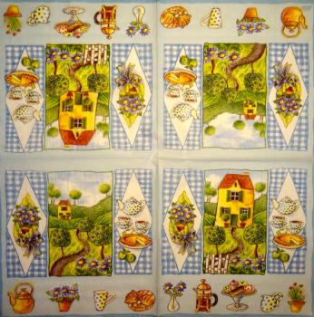 017 Garten - 3-lagig (creme/blau) - Ihr